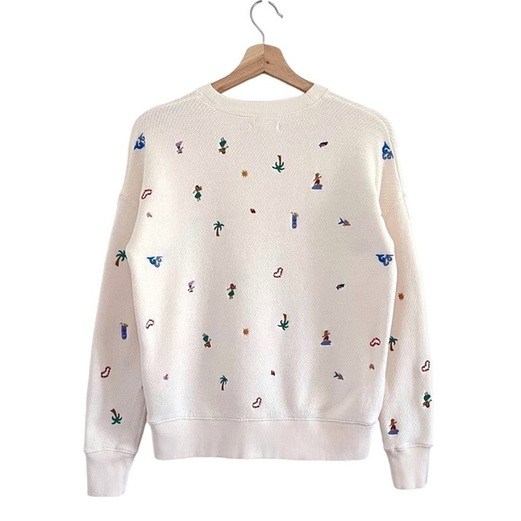 Madewell Lei-cation Embroidered Mainstay French Terry Pullover Sweatshirt Cream - Picture 5 of 16